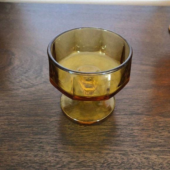 Set of 2 Amber Glass Sorbet Dishes - Picture 5 of 5